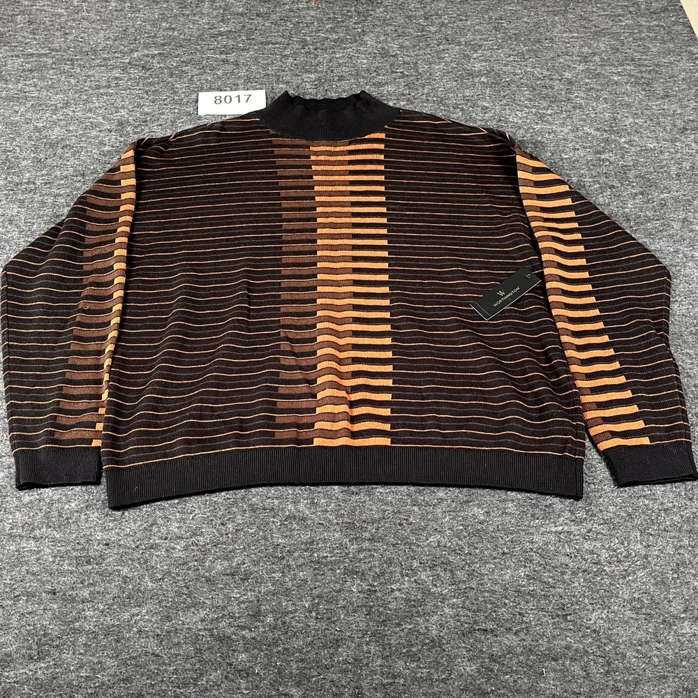 Worthington Sweater Mens XL Multicolor Striped Cotton Mock Neck‎ Long Sleeve